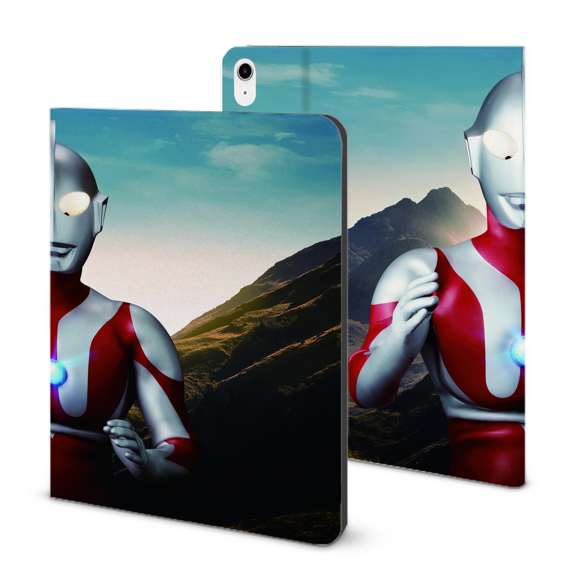 （画像用） ウルトラマン Ultraman IPad ケース ブック型 PUレザー TPU 耐衝撃 軽量 薄型 ペン収納なし 全面保護 IPad 各モデル対応